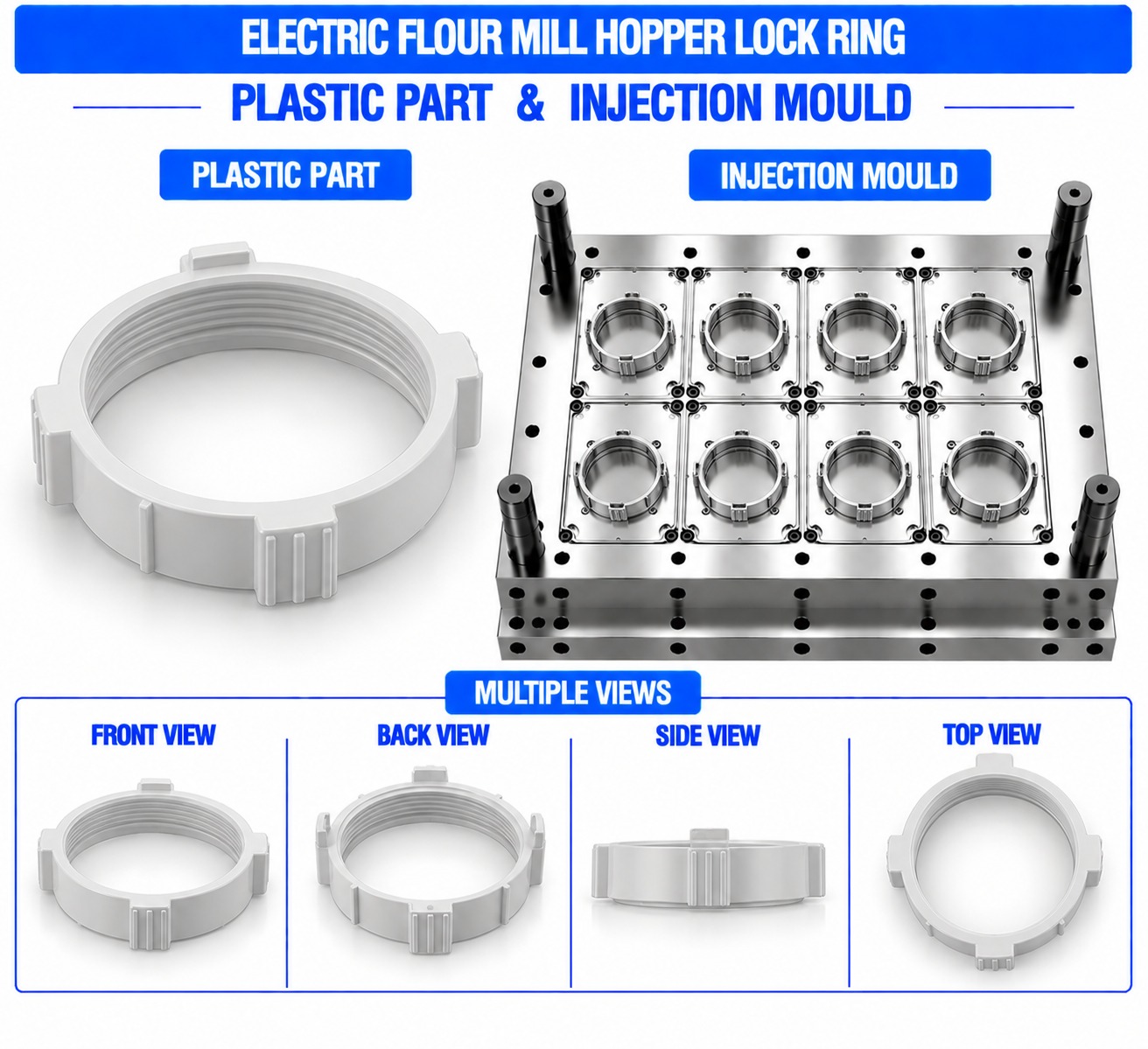 Electric Flour Mill Plastic Hopper Lock Ring Mould and Moulding Service
